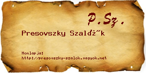 Presovszky Szalók névjegykártya